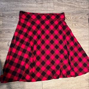 A-line, knee length Buffalo plaid skirt